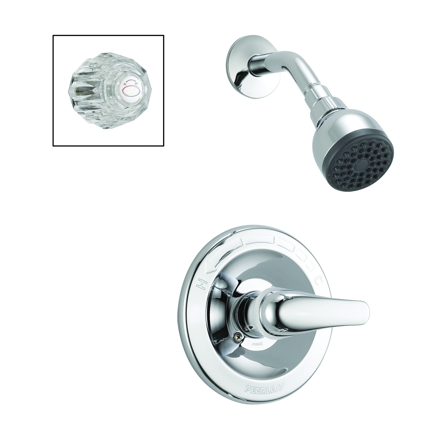 P188710 Shower Faucet, 1.75 gpm, 2-1/2 in Showerhead, Brass, Chrome Plated, Lever Handle, 1-Handle
