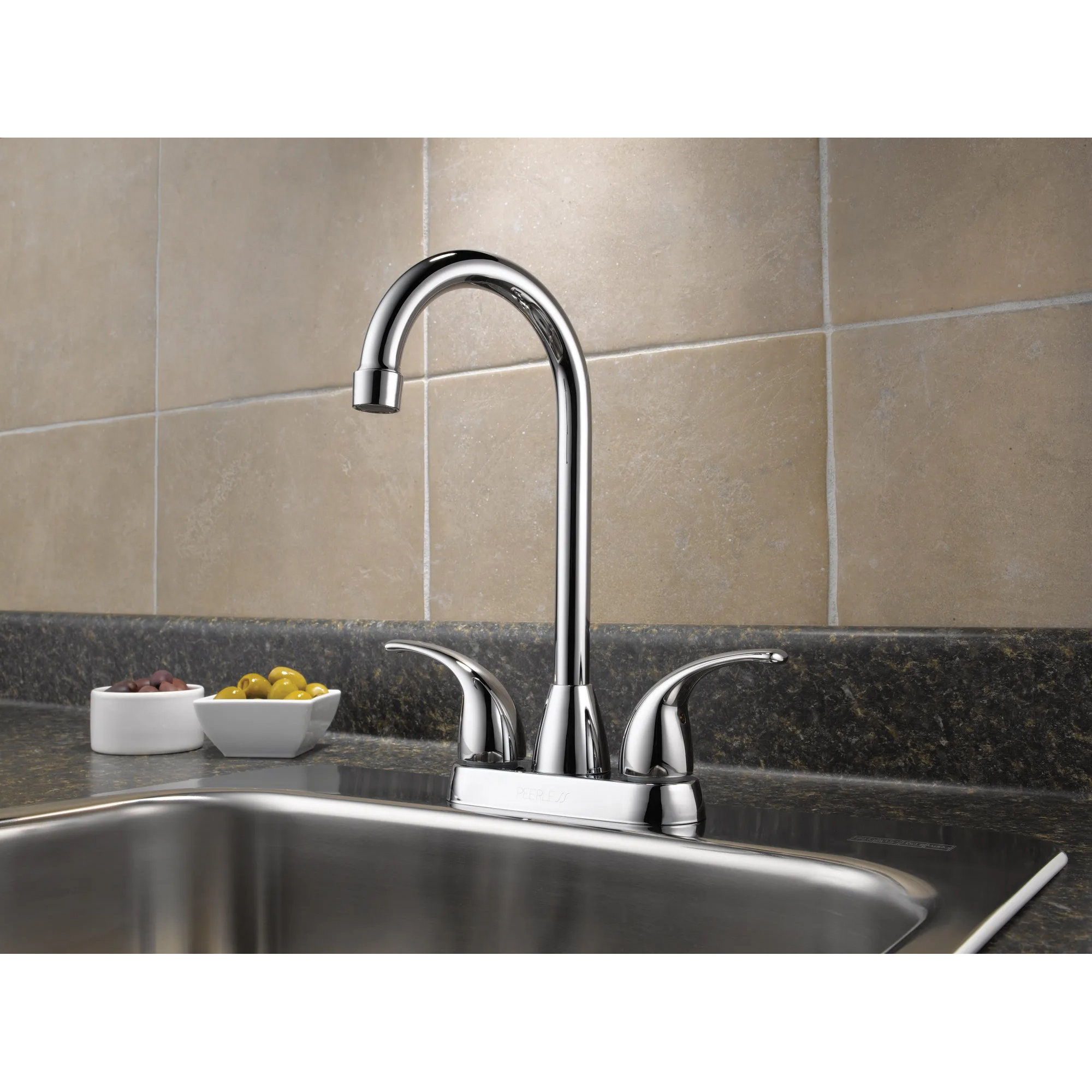Peerless Peerless Tunbridge Series P288LF Bar and Prep Faucet, 1.8 gpm, 2-Faucet Handle, 3-Faucet Hole, Brass, Yes - 2
