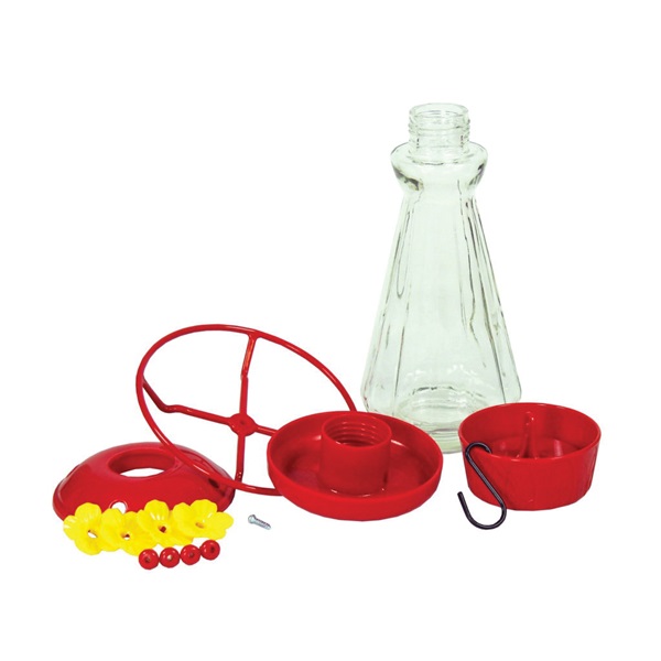 Stokes Select More Birds Royal 38135 Hummingbird Feeder, 28 oz, 4-Port/Perch, Glass/Plastic, Red, 10-3/4 in H - 2