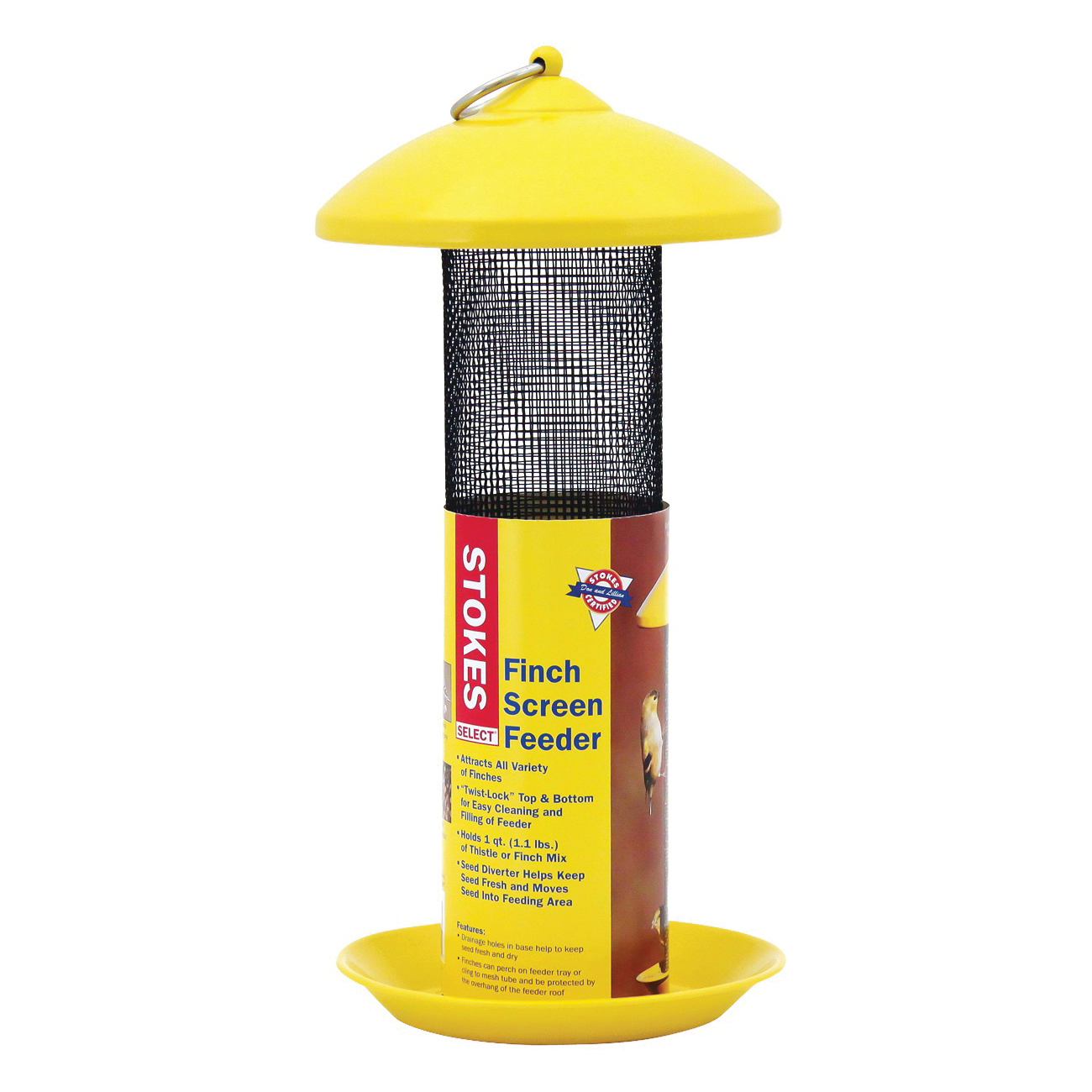 38115 Wild Bird Feeder, 13 in H, 1.3 qt, Plastic, Yellow/Black, Hanging