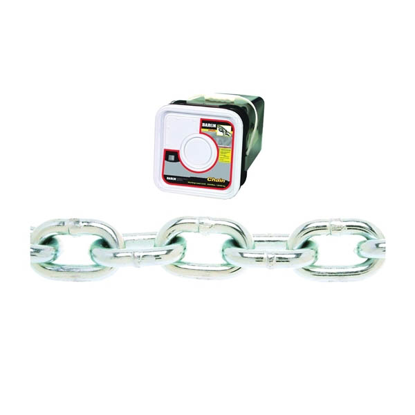 PC30316SP Proof Coil Chain, 3/16 in, 150 ft L, 30 Grade, Steel, Zinc-Plated