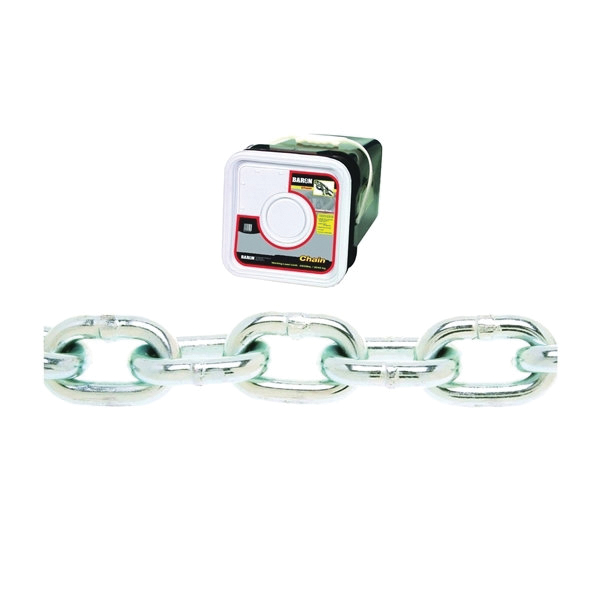 PC3014SP Proof Coil Chain, 1/4 in, 100 ft L, 30 Grade, Steel, Zinc-Plated