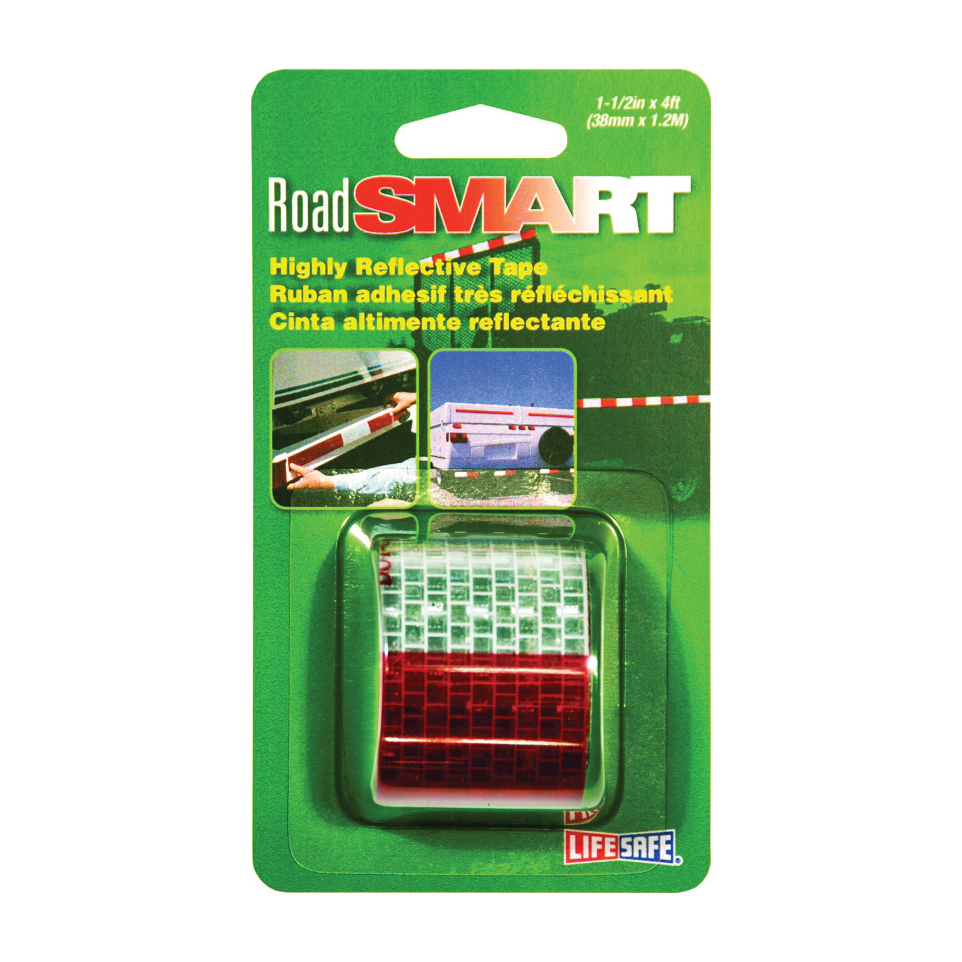 RE800 Reflective Tape, 4 ft L, 1-1/2 in W, Red/Silver