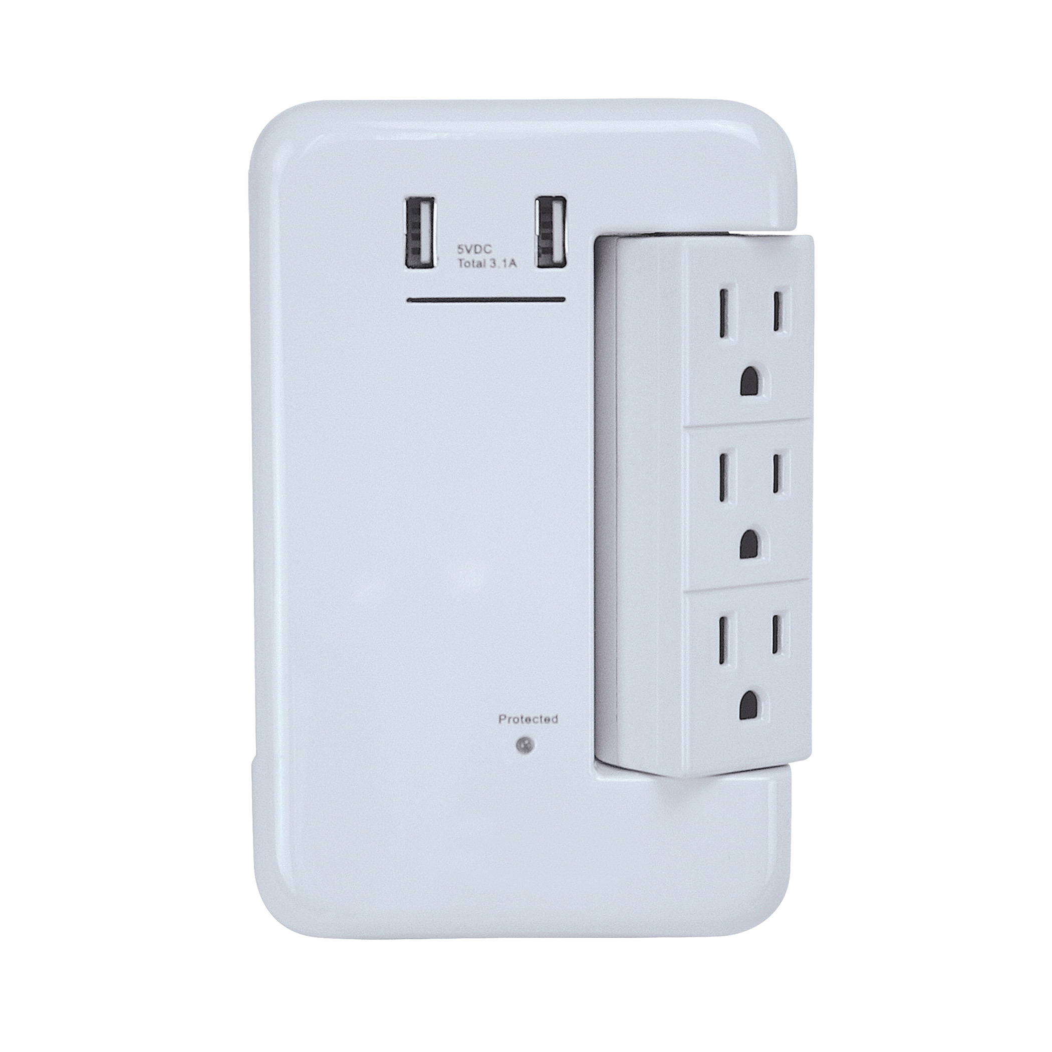 ORRUSB346S USB Charger with Surge Protection, 2 -Pole, 3.4 A, White