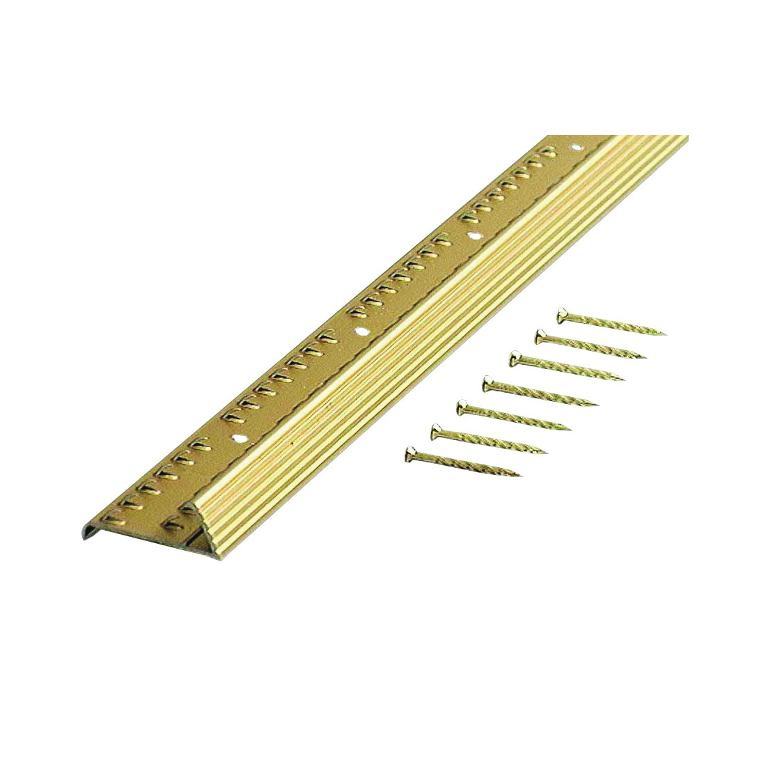 79053 Carpet Gripper, 36 in L, 1-3/8 in W, Fluted Surface, Aluminum, Satin Brass