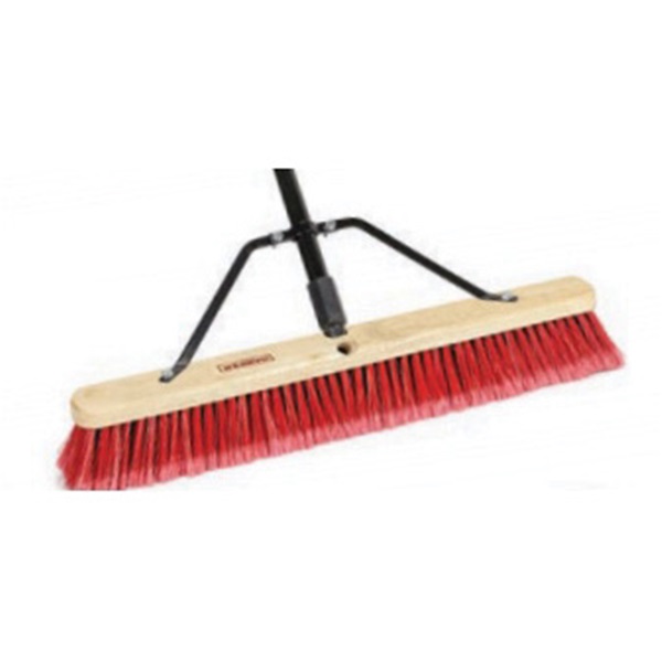 Harper 583124A-1 Push Broom, 24 in Sweep Face, 3 in L Trim, Medium Stiff Synthetic Bristle, Threaded
