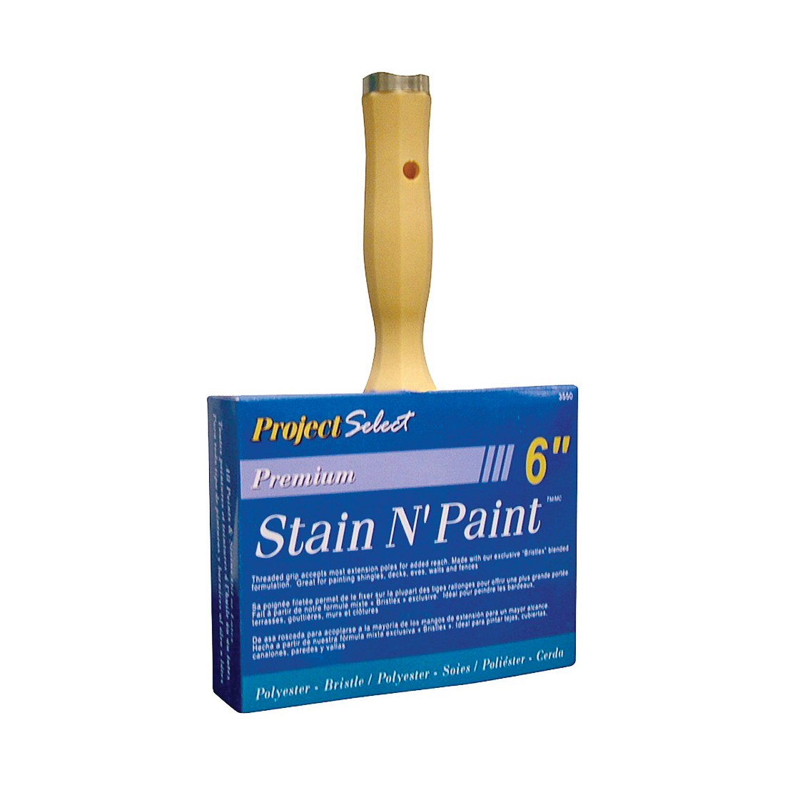3550-6 Paint Brush, 6 in W, 3-1/8 in L Bristle, Polyester Bristle, Threaded Handle