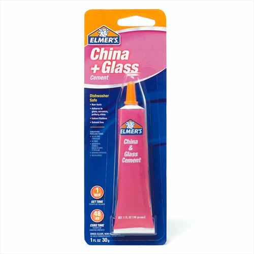 Elmers E1012 China and Glass Cement, Liquid, Mild, White, 1 oz Tube