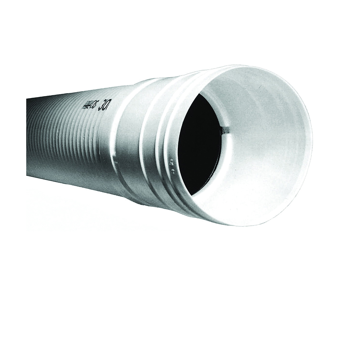 0455010 Sewer and Drain Pipe, 4 in, 10 ft L, Solid, Triple Wall, HDPE, Black/White