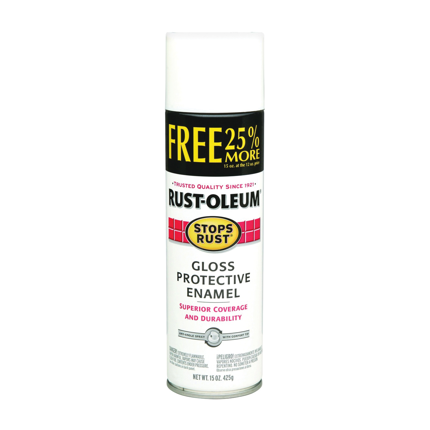 254142 Rust Preventative Spray Paint, Gloss, White, 15 oz, Can