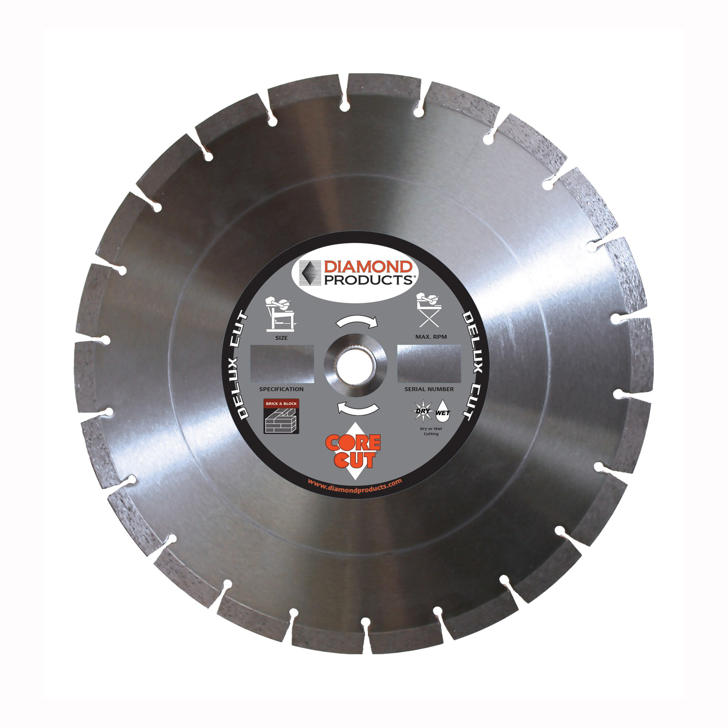 70499 Circular Saw Blade, 14 in Dia, 1 in Arbor, Diamond Cutting Edge