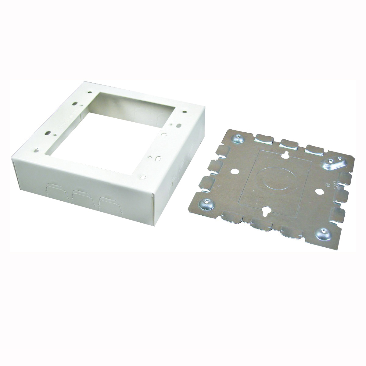 B32 Outlet Box, 2-Gang, 1/2 in Knockout, Metal, Ivory, Scuff-Coated, Wall Mounting