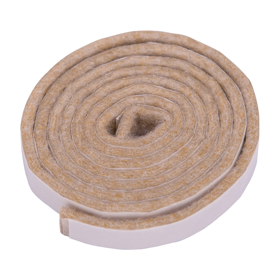 FE-50232-PS Furniture Pad, Felt Cloth, Brown, 40 x 3/8 in Dia, 3/8 in W, 7/64 in Thick, Roll