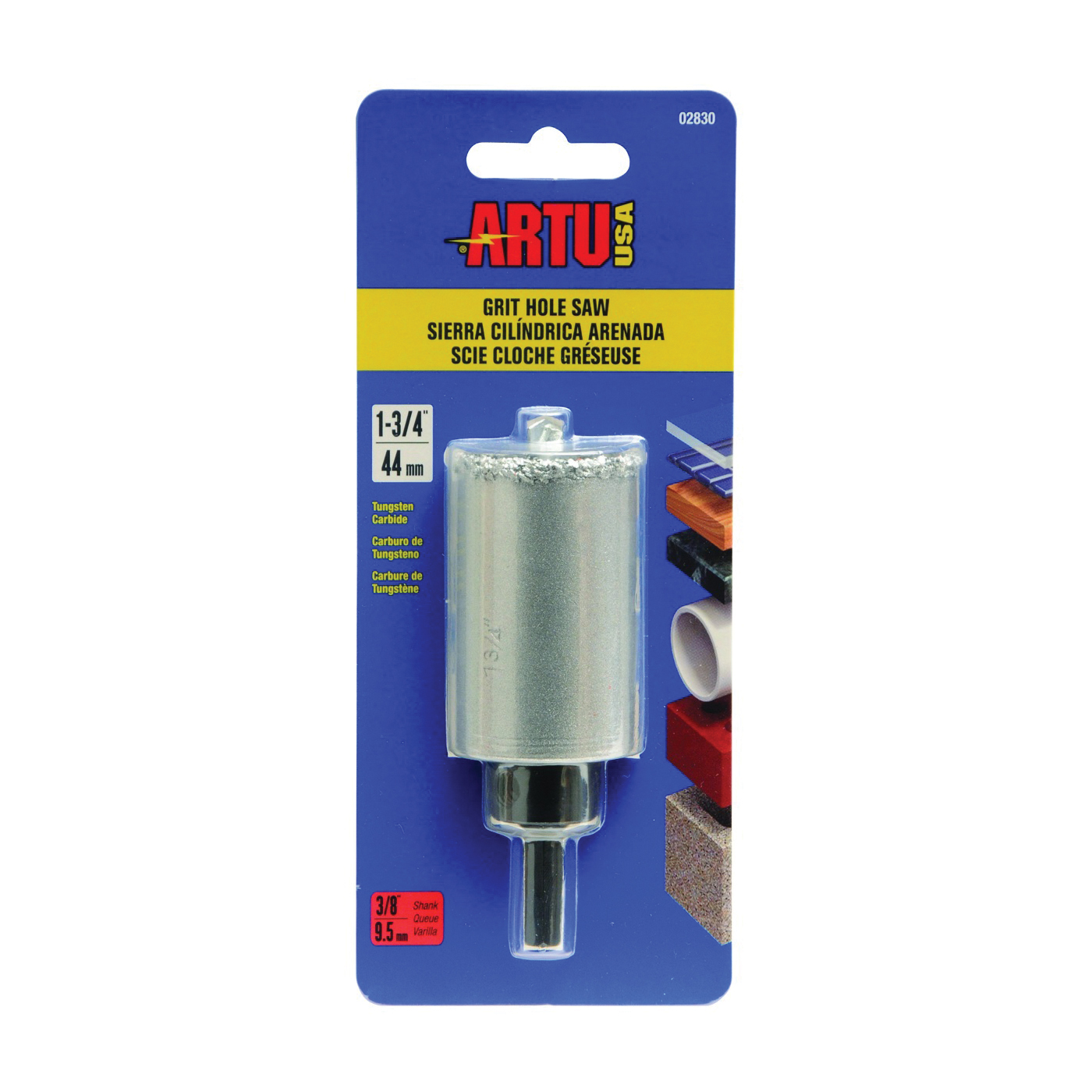 02830 Hole Saw, 1-3/4 in Dia, 2-1/4 in D Cutting, 5/8-18 Arbor, Tungsten Carbide Cutting Edge