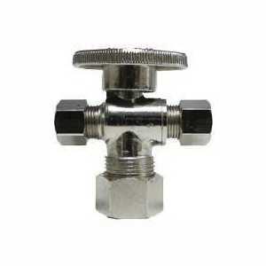 PP20047LF Stop Valve, 5/8 x 3/8 x 1/4 in Connection, Compression, Quarter-Turn Actuator, Brass Body