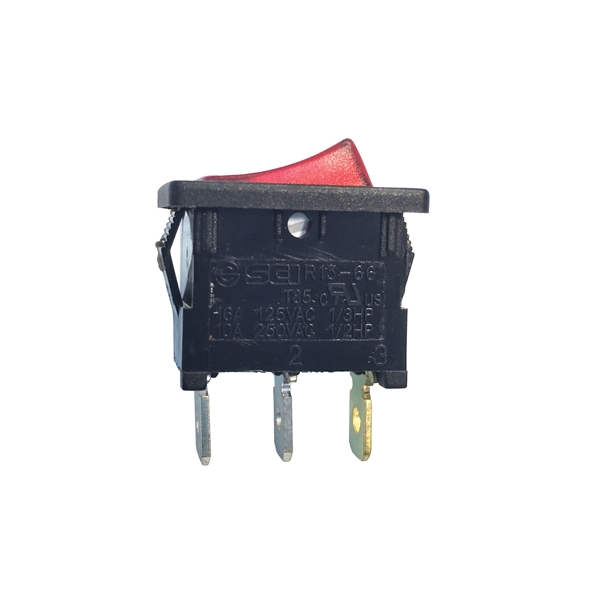 GSW GSW-48 Rocker Switch, 10/13 A, 125/250 V, SPST, 0.52 x 0.77 in Panel Cutout, Nylon Housing Material, Black