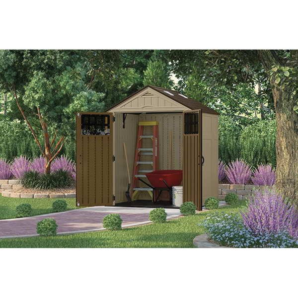 Suncast BMS6510 Modern Shed, 201 cu-ft Capacity, 6 ft 2-3/4 in W, 5 ft 5-1/4 in D, 7 ft 8-3/4 in H, Resin - 1