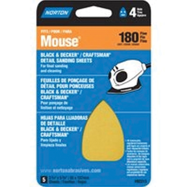 02315 Sanding Sheet, 3 in W, 7 in L, 180 Grit, Fine, 5 pk