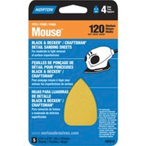 02316 Sanding Sheet, 3 in W, 7 in L, 120 Grit, Medium, Aluminum Oxide Abrasive, Paper Backing, 5 pk