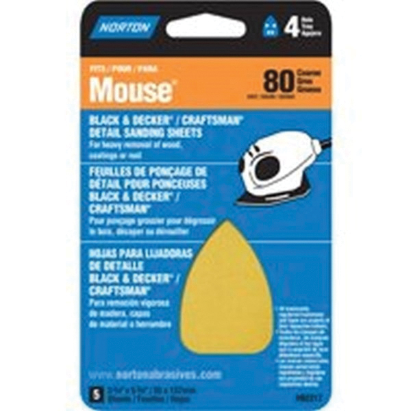 02317 Sanding Sheet, 3 in W, 7 in L, 80 Grit, Coarse, 5 pk