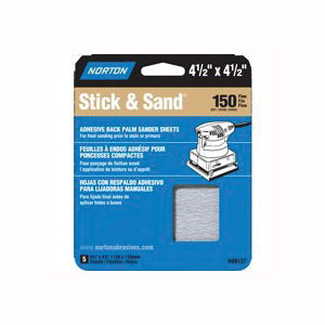 07660749127 Sanding Sheet, 4-1/2 in L, 4-1/2 in W, Fine, 150 Grit, 5 pk
