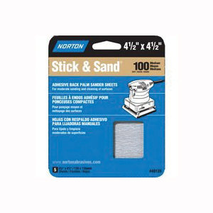 MultiSand 05452 Sanding Sheet, 4-1/2 in L, 4-1/2 in W, Medium, 100 Grit, Adhesive Backing, 5 pk