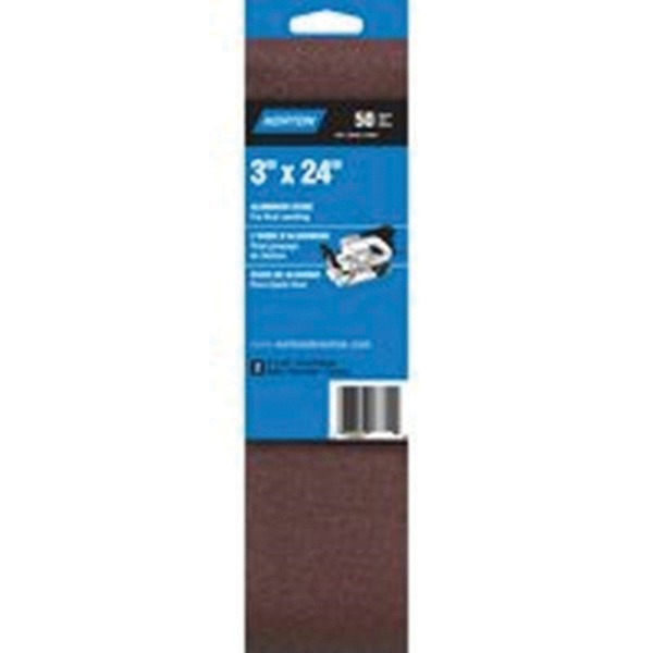 07660748630 Sanding Belt, 3 in W, 24 in L, 50 Grit, Coarse, Aluminum Oxide Abrasive