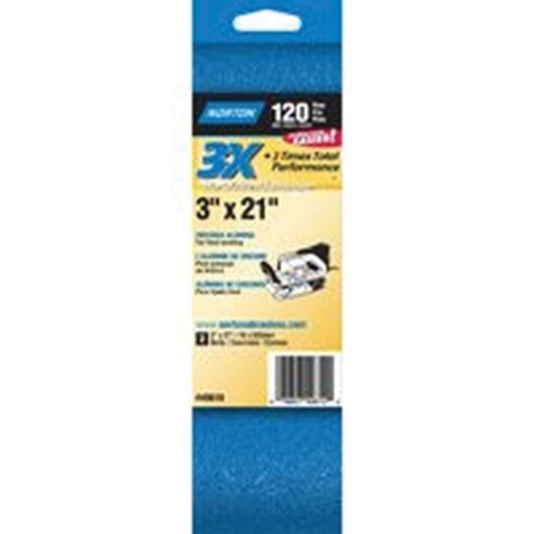 07660749610 Sanding Belt, 3 in W, 21 in L, 120 Grit, Fine, Zirconia Aluminum Abrasive