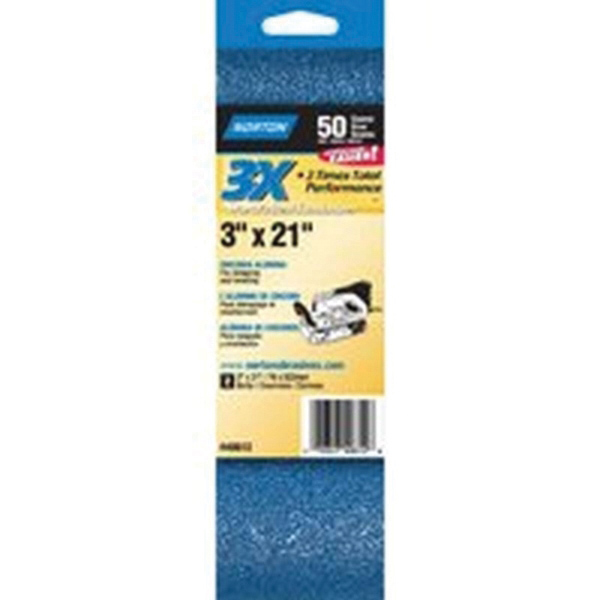 07660749612 Sanding Belt, 3 in W, 21 in L, 50 Grit, Coarse, Zirconia Aluminum Abrasive