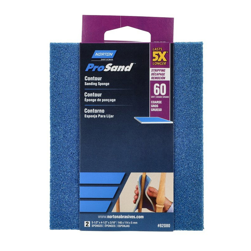 ProSand 82080 Sanding Sponge, 5-1/2 in L, 4-1/2 in W, 60 Grit, Coarse, Aluminum Oxide Abrasive