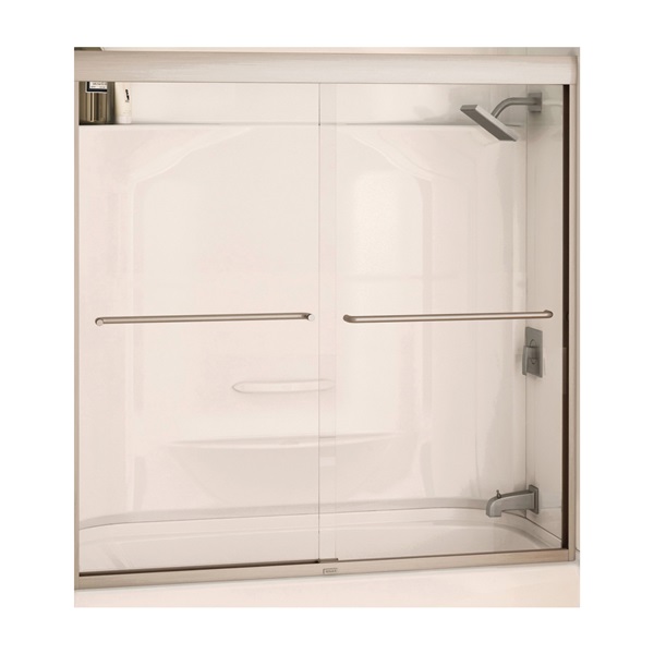 Aura 135661-900-305 Bathtub Door, Semi Frame, Clear Glass, Bypass/Sliding Door, 1/4 in Glass