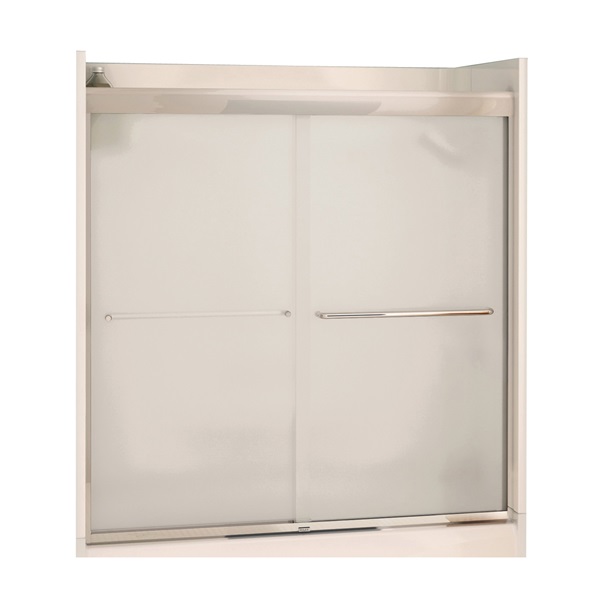 Aura 135661-981-084 Bathtub Door, Semi Frame, Mistelite Glass, Bypass/Sliding Door, 1/4 in Glass