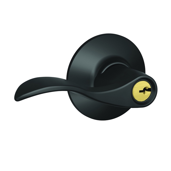 Accent Series F51A ACC 622 Entry Lever, Mechanical Lock, Matte Black, Metal, Residential, 2 Grade