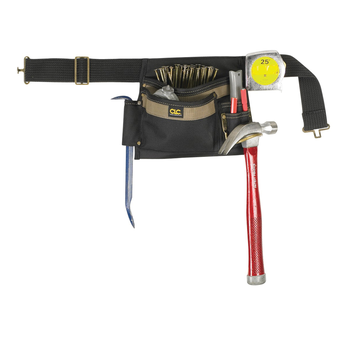 Tool Works Series 1245 Tool Apron, 46 in Waist, Polyester, Black/Brown, 5-Pocket