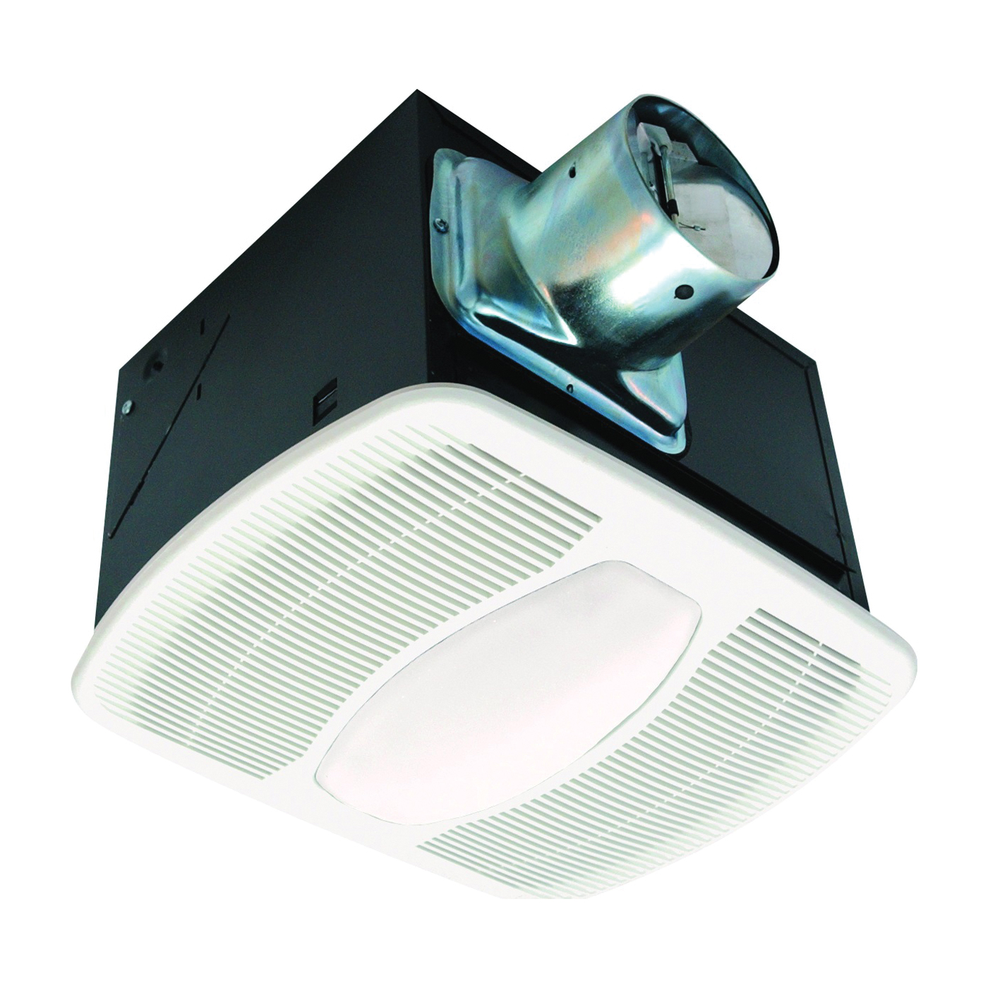 AK100L Deluxe Exhaust Fan with Light, 0.6 A, 120 V, 100 cfm Air, 2.5 sones, 4 in Duct, White