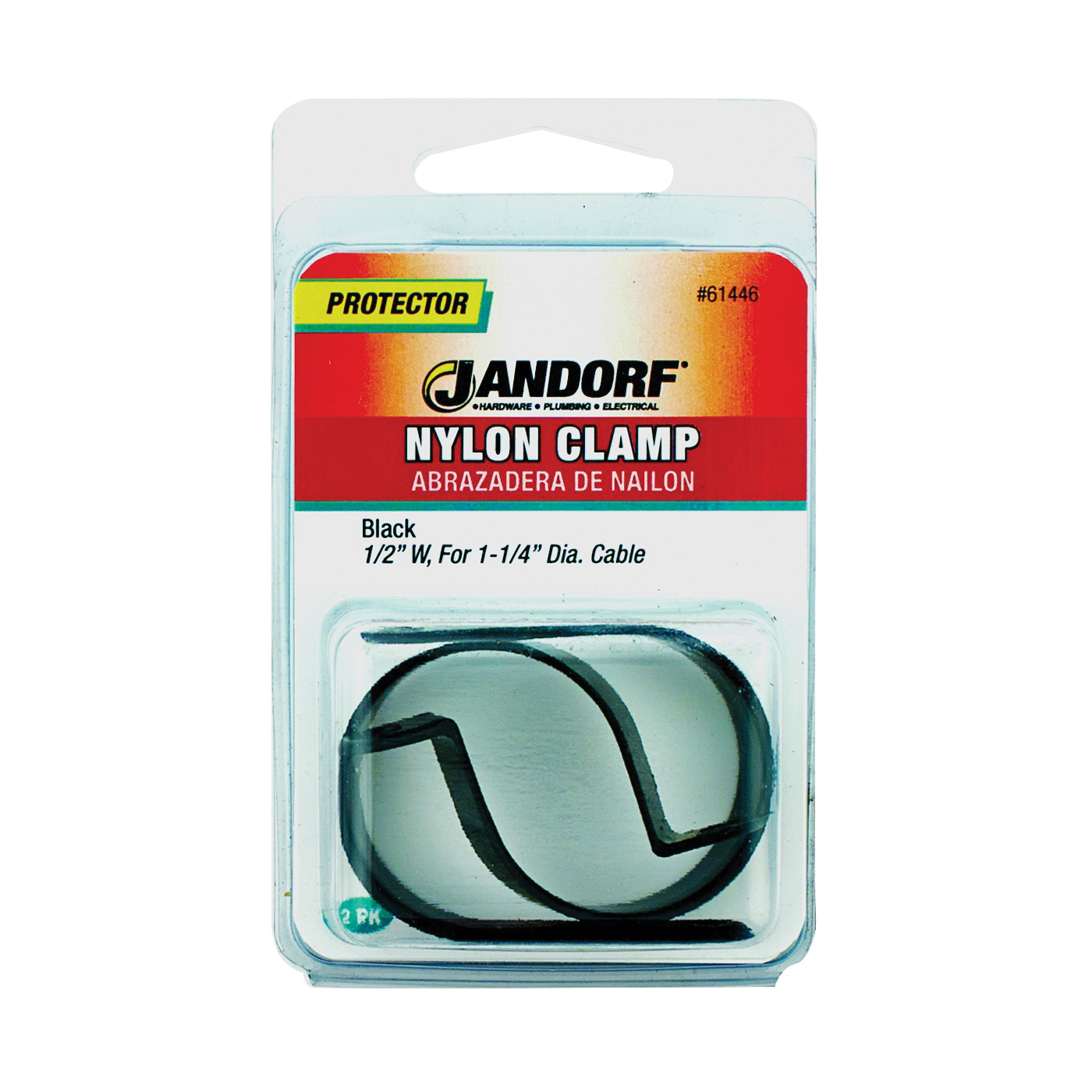 JANDORF 61446 Cable Clamp, 1-1/4 in Max Bundle Dia, Nylon, Black