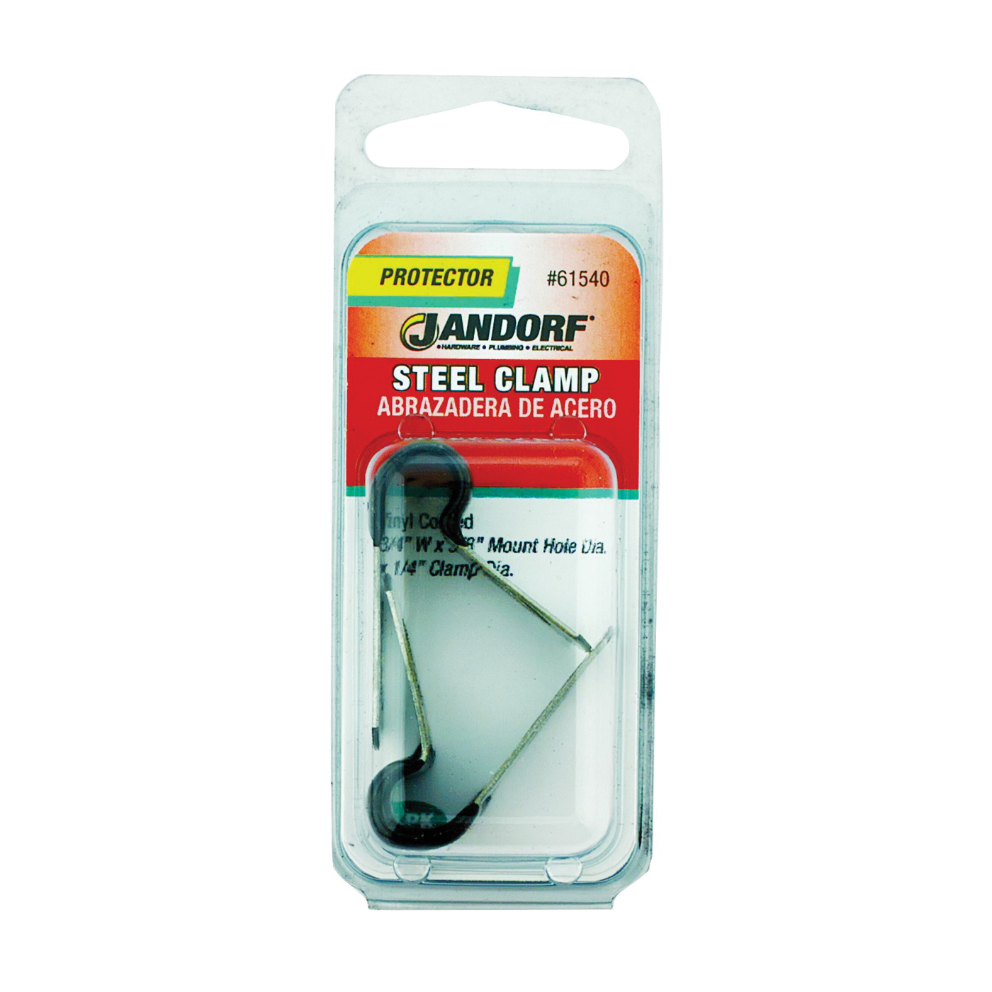 JANDORF 61540 Loom Clamp, 1/4 in Max Bundle Dia, Steel/Vinyl, Black
