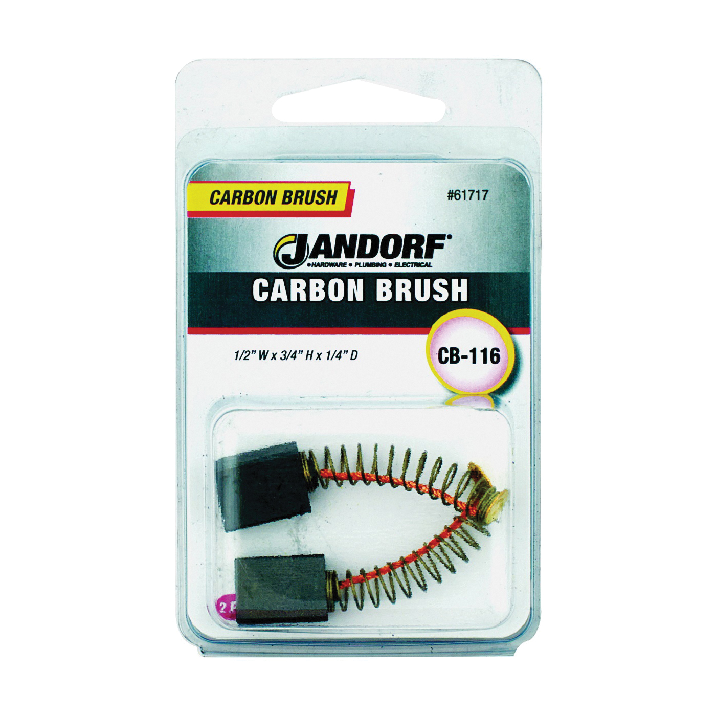 Jandorf 61717 Carbon Brush, Black, For: Mixers, Vacuum Cleaners and Power Tools