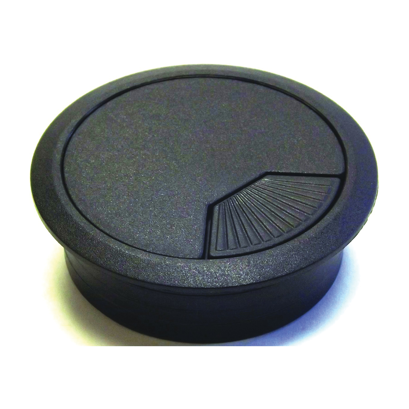 61610 Desk Grommet, 2-3/8 in Dia Cable, ABS, Black