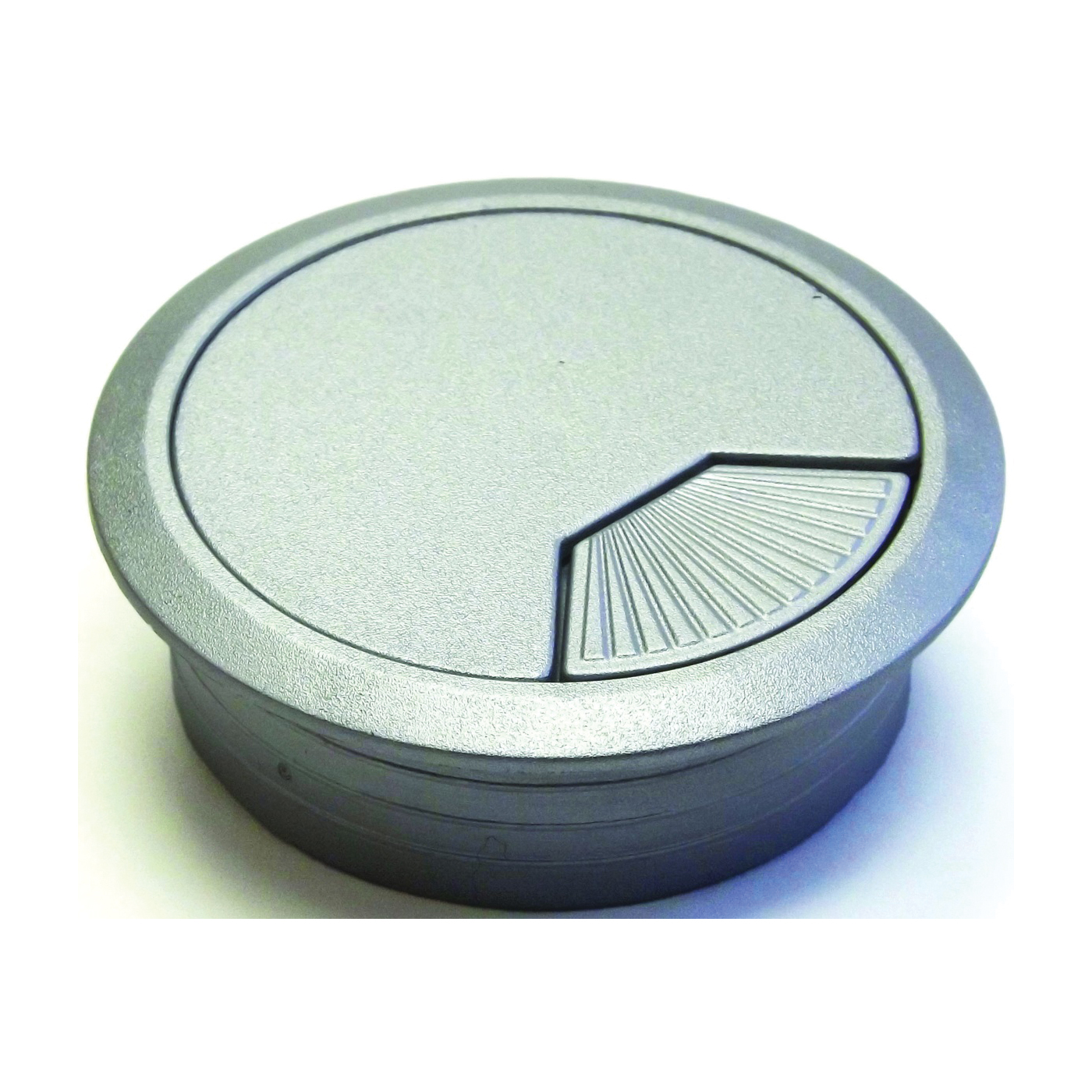 61621 Desk Grommet, 2-3/8 in Dia Cable, ABS, Silver