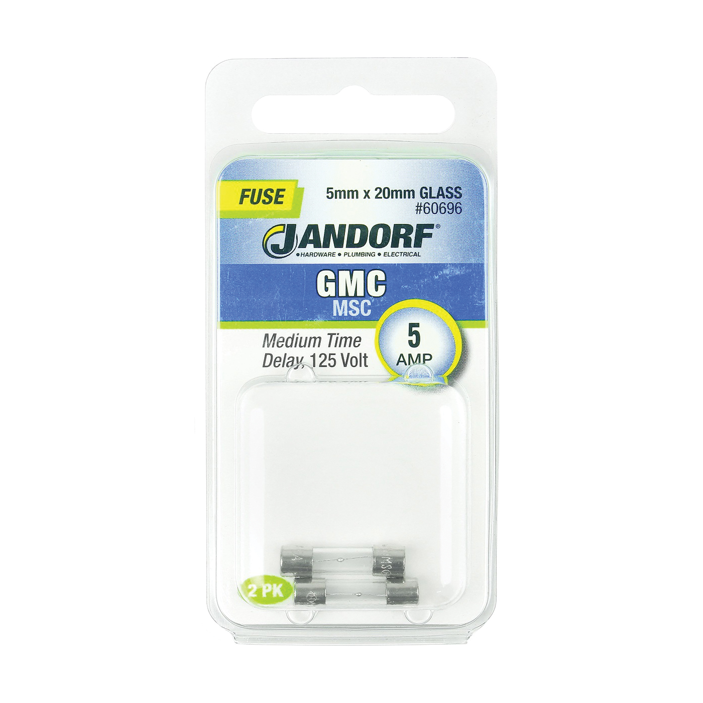 60696 Medium Time Delay Fuse, 5 A, 125 V, 10 kA Interrupt, Glass Body