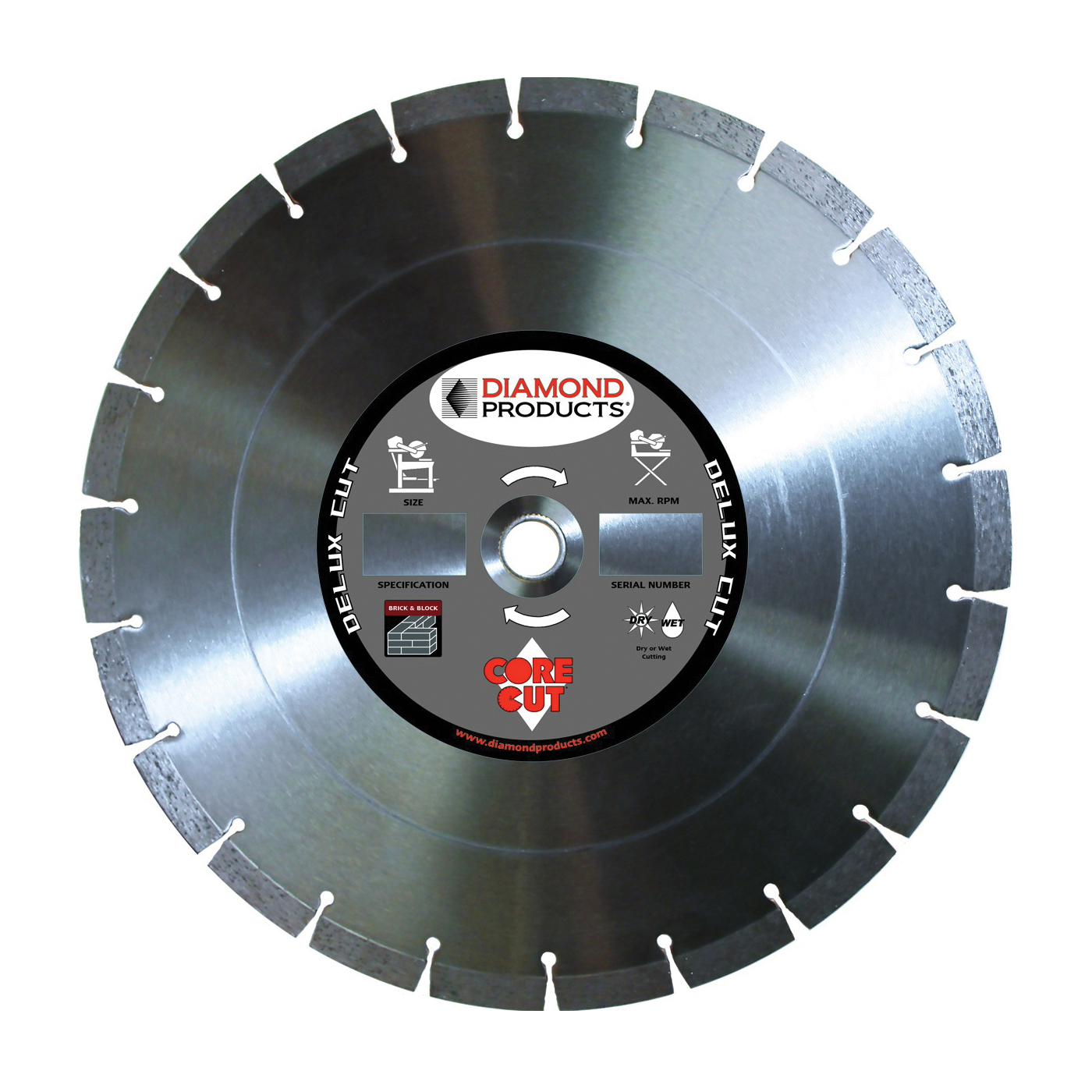 22856 Circular Saw Blade, 10 in Dia, 1 in Arbor, Diamond Cutting Edge