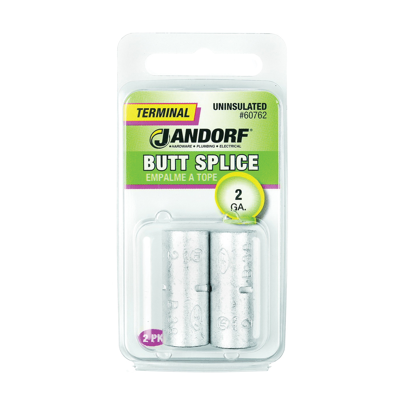 60762 Butt Splice Connector, 2 AWG Wire