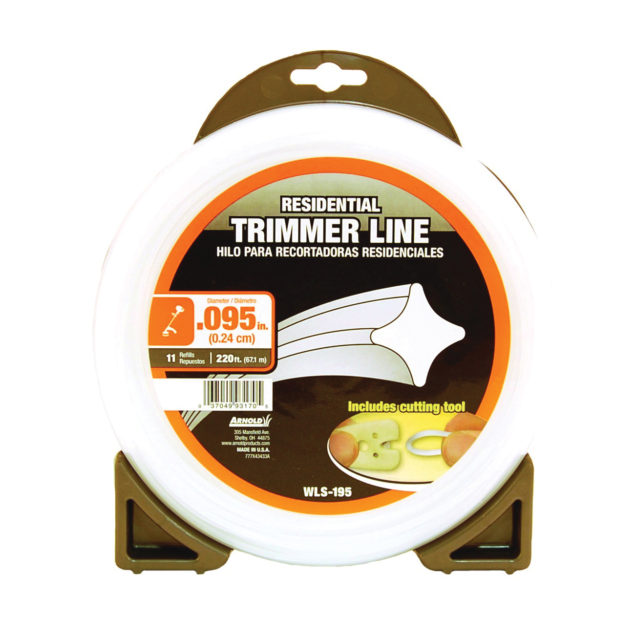 WLS-195 Trimmer Line, 0.095 in Dia, 220 ft L, Nylon, Clear