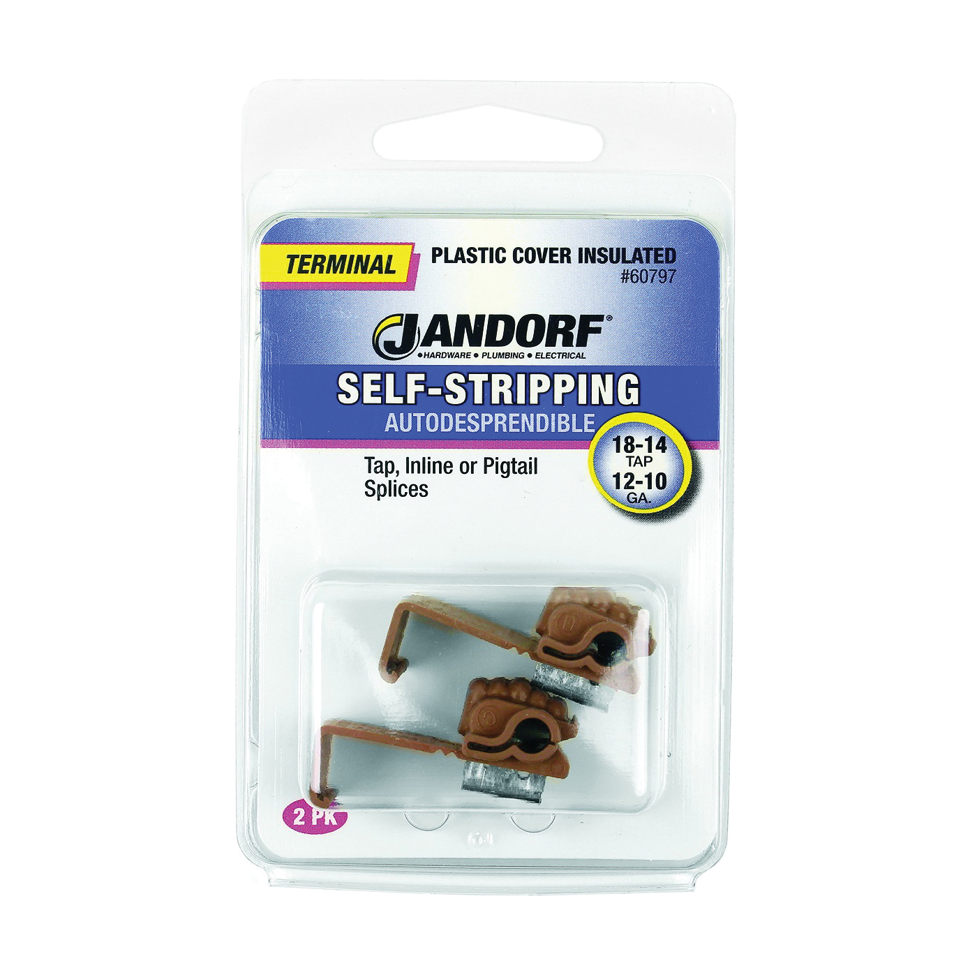 ® 60797 Self Stripping Connector, 18 to 14 AWG Wire, Plastic Insulation, Brown