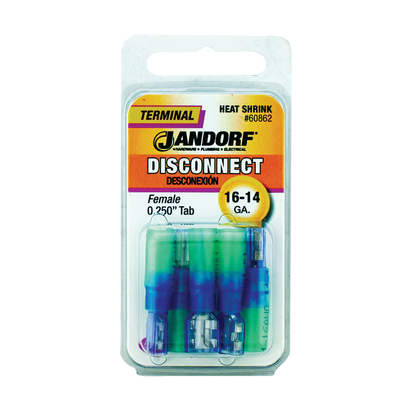 60862 Disconnect Terminal, 16 to 14 AWG Wire, Copper Contact, Blue