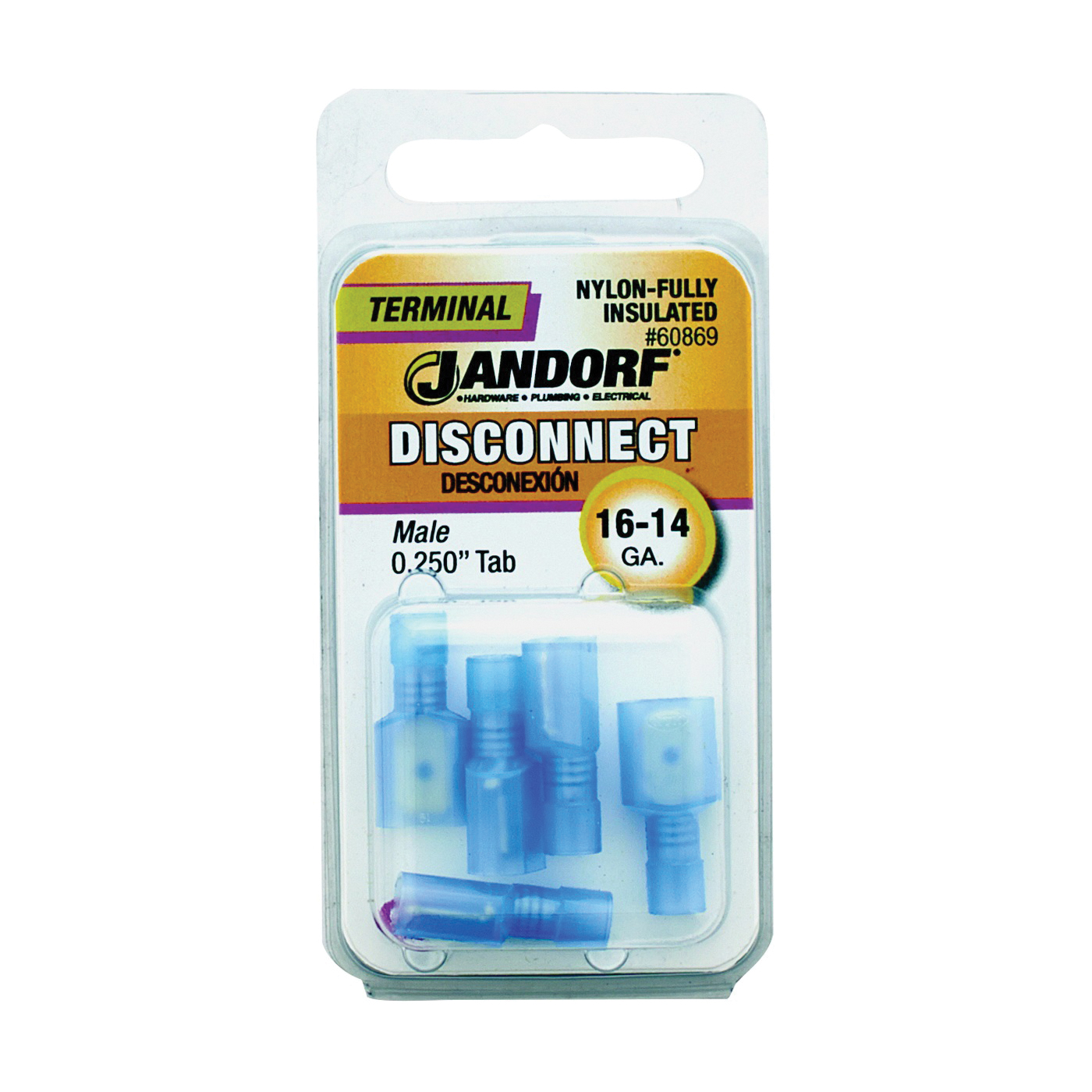 60869 Disconnect Terminal, 16 to 14 AWG Wire, Nylon Insulation, Copper Contact, Blue