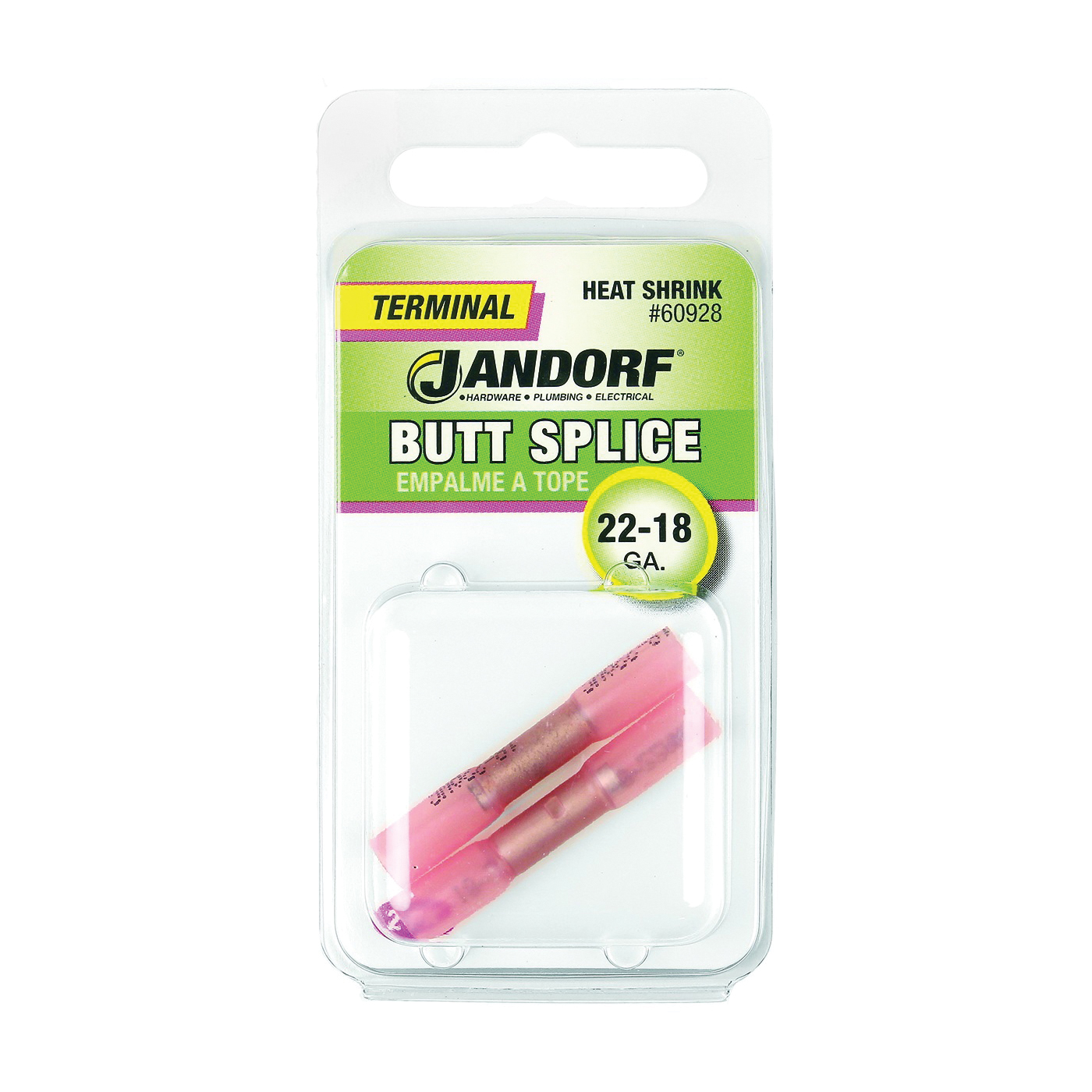 60928 Butt Splice Connector, 22 to 18 AWG Wire, Red