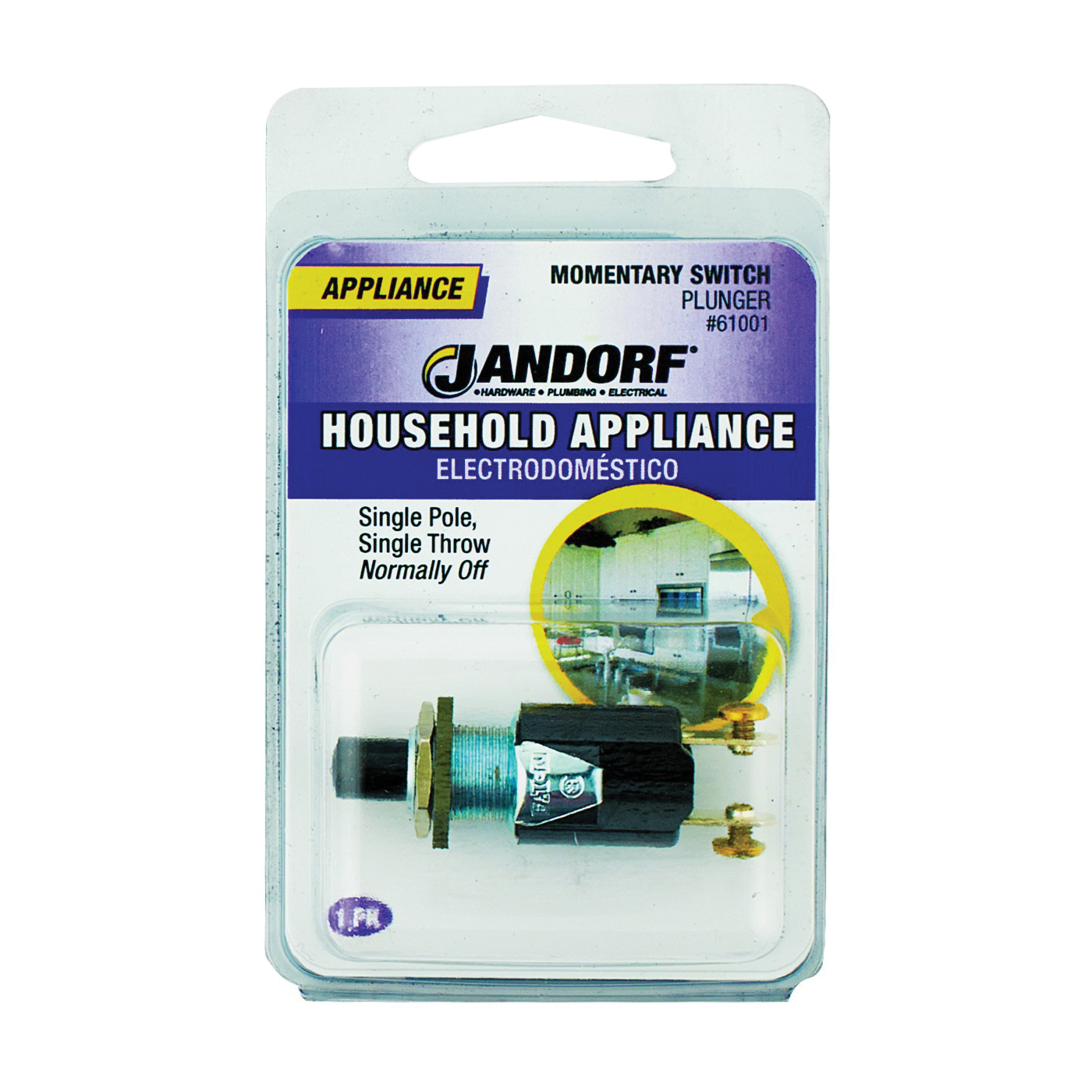 61001 Switch, 0.25/0.75 A, 125/250 V, SPST, Screw Terminal, Black/Silver