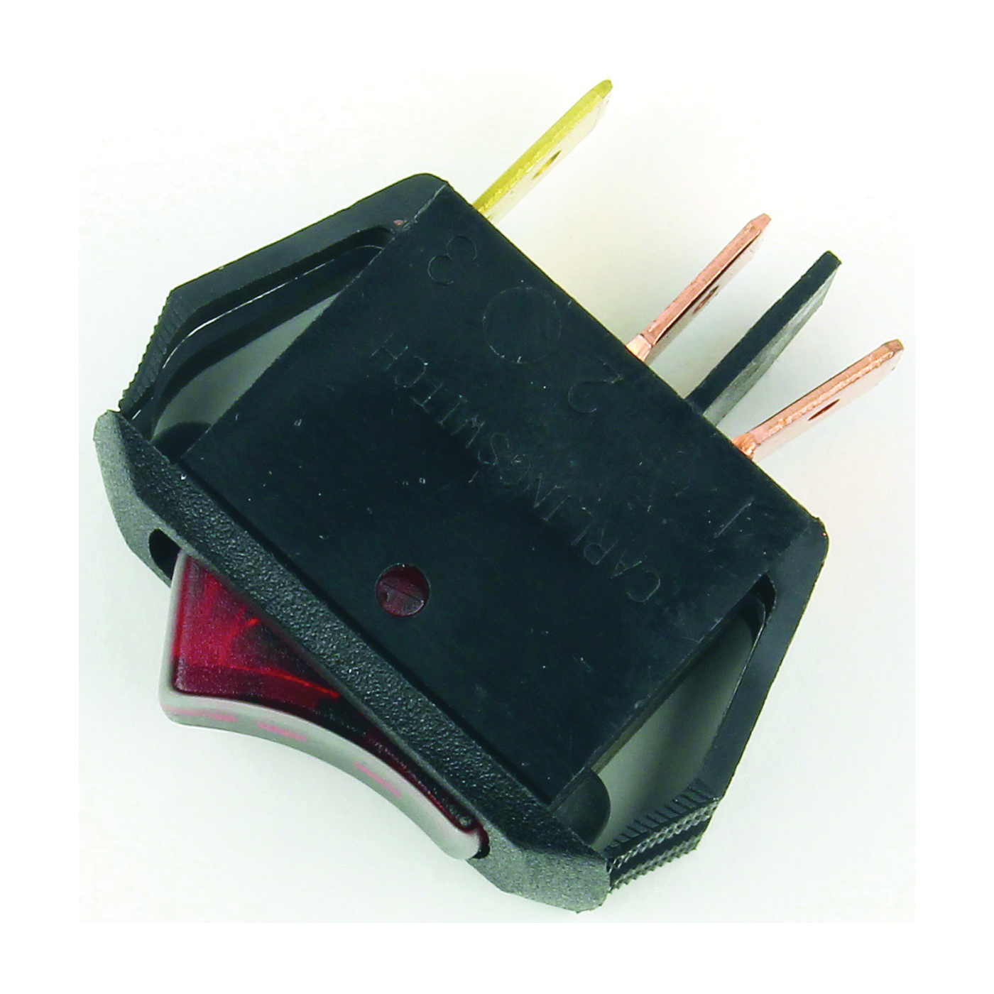 61038 Rocker Switch, 1-Pole, 10 A, 30 V, SPST, Tab Terminal, Black/Red